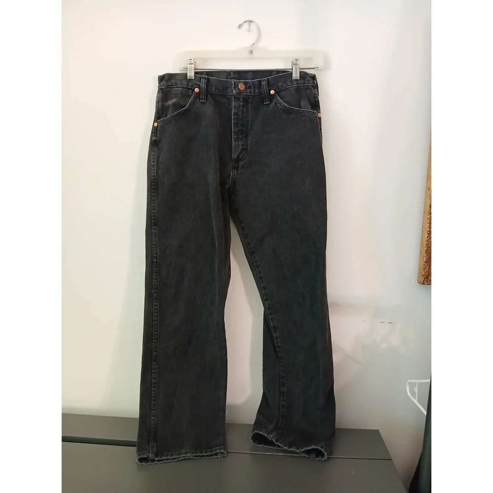 Wrangler Cowboy Cut Jeans Mens 31x30 Faded Black Denim Straight Leg